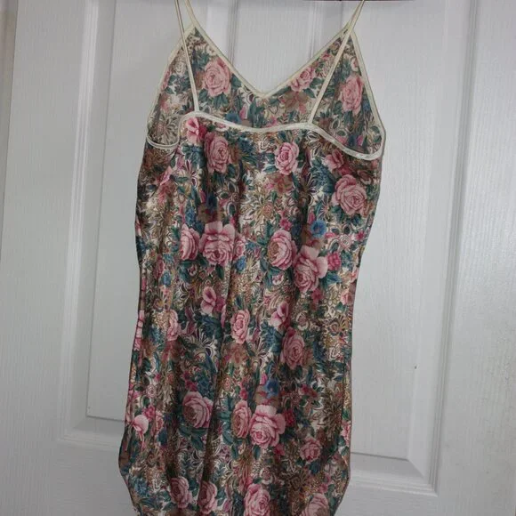 La SENZA dress y2k vintage nighty Cream Blue and Pink Floral Chemise - Picture 2 of 5